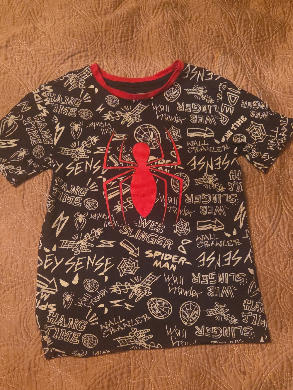 Marvel Kids Black & Red Spider Logo Short Sleeve Tee